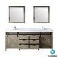 Lexora Marsyas 84" Ash Grey Double Vanity Set | White Quartz Top | White Ceramic Square Undermount Sinks | 34" Mirrors