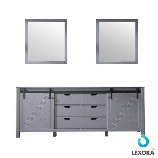 Lexora Marsyas 84" Dark Grey Double Vanity | No Top | 30" Mirrors