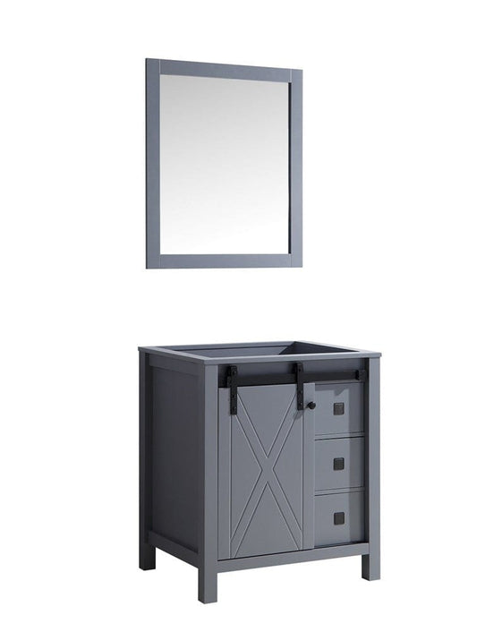 Lexora Marsyas Veluti 30" Dark Grey Single Vanity | No Top | 28" Mirror