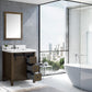 Lexora Marsyas Veluti 30" Rustic Brown Single Vanity Set | White Quartz Top | White Ceramic Square Undermount Sink | 28" Mirror