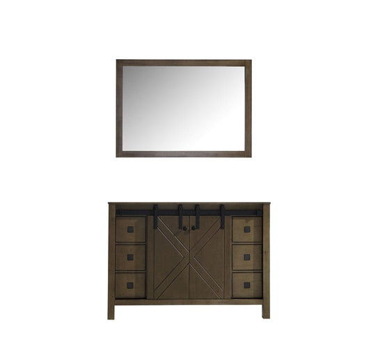 Lexora Marsyas Veluti 48" Rustic Brown Single Vanity | No Top | 44" Mirror