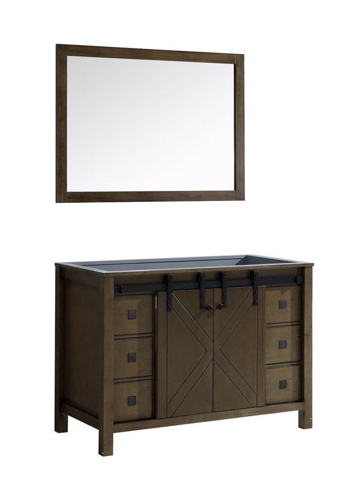 Lexora Marsyas Veluti 48" Rustic Brown Single Vanity | No Top | 44" Mirror