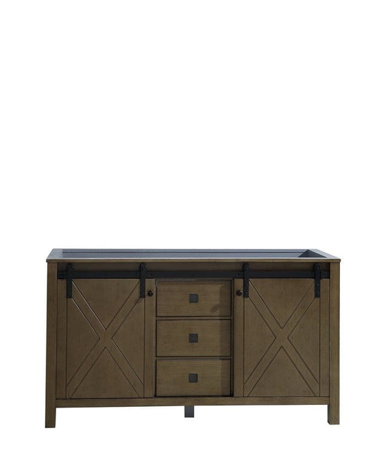 Lexora Marsyas Veluti 60" Rustic Brown Vanity Cabinet Only