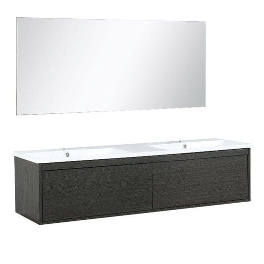Lexora Vanities Lexora Sant Contemporary 60" Iron Charcoal Double Bathroom Vanity with Frameless Mirror