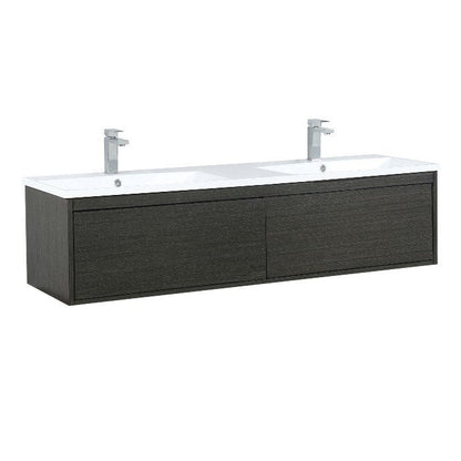 Lexora Vanities Lexora Sant Contemporary 60" Iron Charcoal Double Bathroom Vanity with Labaro Brushed Nickel Faucet