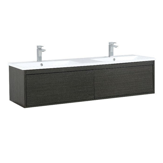 Lexora Vanities Lexora Sant Contemporary 60" Iron Charcoal Double Bathroom Vanity with Labaro Brushed Nickel Faucet