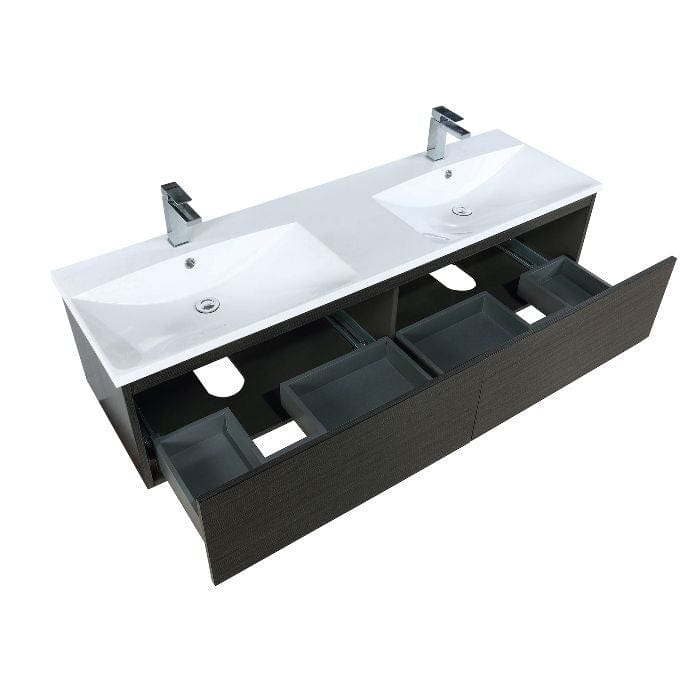 Lexora Vanities Lexora Sant Contemporary 60" Iron Charcoal Double Bathroom Vanity with Labaro Brushed Nickel Faucet
