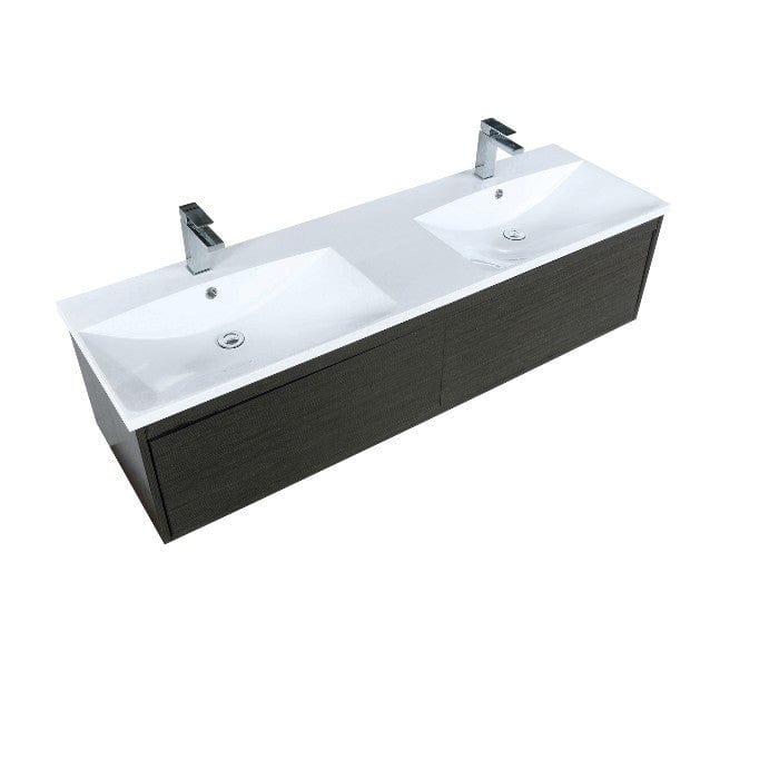 Lexora Vanities Lexora Sant Contemporary 60" Iron Charcoal Double Bathroom Vanity with Labaro Brushed Nickel Faucet
