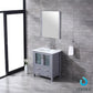 Lexora Volez 30" Dark Grey Single Vanity Set | Integrated Ceramic Top | White Ceramic Integrated Square Sink | 28" Mirror