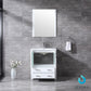 Lexora Volez 30" White Single Vanity Set | Integrated Ceramic Top | White Ceramic Integrated Square Sink | 28" Mirror