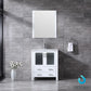 Lexora Volez 30" White Single Vanity Set | Integrated Ceramic Top | White Ceramic Integrated Square Sink | 28" Mirror