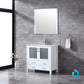Lexora Volez 36" White Single Vanity Set | Integrated Ceramic Top | White Ceramic Integrated Square Sink | 34" Mirror