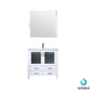 Lexora Volez 36" White Single Vanity Set | Integrated Ceramic Top | White Ceramic Integrated Square Sink | 34" Mirror