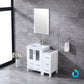 Lexora Volez 36" White Single Vanity Set | Side Cabinet | Integrated Top | White Integrated Square Sink | 22" Mirror
