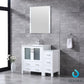 Lexora Volez 42" White Single Vanity Set | Side Cabinet | Integrated Top | White Integrated Square Sink | 28" Mirror