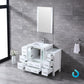 Lexora Volez 48" White Single Vanity Set | 2 Side Cabinets | Integrated Top | White Integrated Square Sink | 22" Mirror