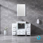 Lexora Volez 48" White Single Vanity Set | 2 Side Cabinets | Integrated Top | White Integrated Square Sink | 22" Mirror