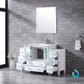 Lexora Volez 54" White Single Vanity Set | 2 Side Cabinets | Integrated Top | White Integrated Square Sink | 28" Mirror