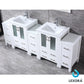 Lexora Volez 84" White Double Vanity Set | 3 Side Cabinets | Integrated Top | White Integrated Square Sink | 22" Mirrors