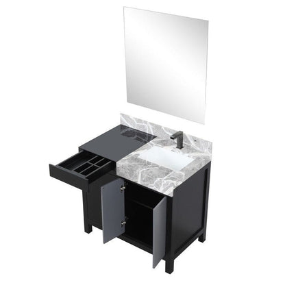 Zilara 36" Black and Grey Vanity Set, Balzani Gun Metal Faucet Set | LZ342236SLISM30FBG