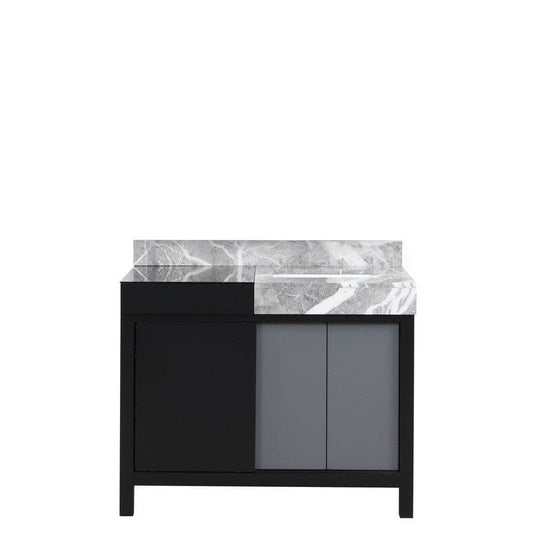 Zilara 42" Black and Grey Vanity, Castle Grey Marble Top, and White Square Sink | LZ342242SLIS000