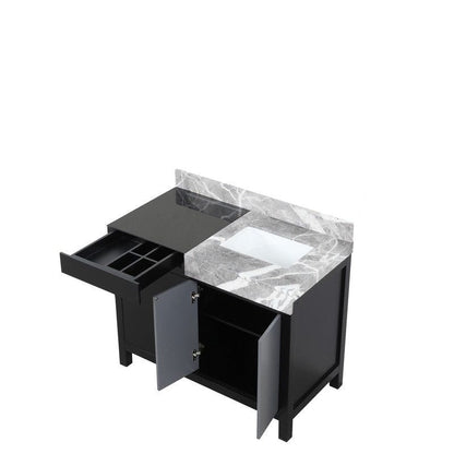 Zilara 42" Black and Grey Vanity, Castle Grey Marble Top, and White Square Sink | LZ342242SLIS000