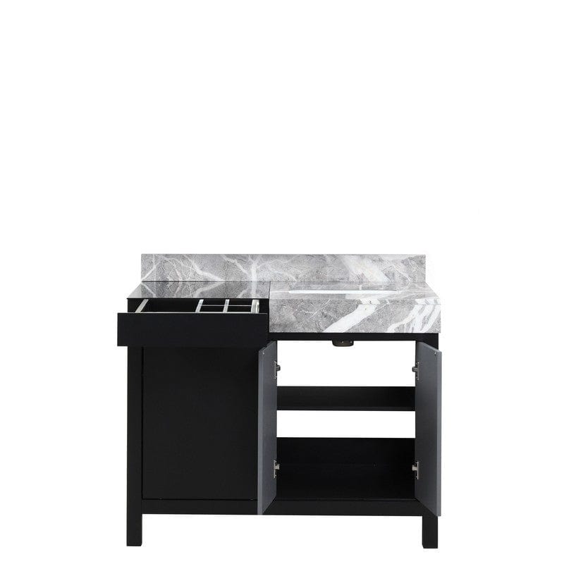 Zilara 42" Black and Grey Vanity, Castle Grey Marble Top, and White Square Sink | LZ342242SLIS000