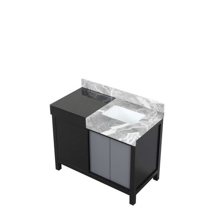 Zilara 42" Black and Grey Vanity, Castle Grey Marble Top, and White Square Sink | LZ342242SLIS000