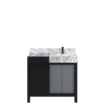 Zilara Transitional Black and Grey 36" Vanity, Balzani Gun Metal Faucet Set | LZ342236SLISFBG