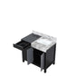 Zilara Transitional Black and Grey 36" Vanity, Castle Grey Marble Top, and White Square Sink