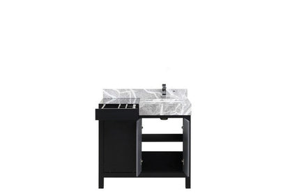 Zilara Transitional Black and Grey 36" Vanity, Monte Chrome Faucet Set | LZ342236SLISFMC