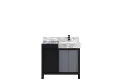 Zilara Transitional Black and Grey 36" Vanity, Monte Chrome Faucet Set | LZ342236SLISFMC