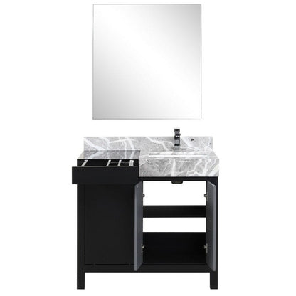 Zilara Transitional Black and Grey 36" Vanity Set, Monte Chrome Faucet Set | LZ342236SLISM30FMC