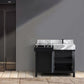 Zilara Transitional Black and Grey 42" Vanity, Castle Grey Marble Top, and Balzani Gun Metal Faucet | LZ342242SLISFBG