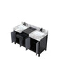 Zilara Transitional Black and Grey 55" Double Vanity, Cascata Nera Matte Black Faucet Set | LZ342255SLISFCM