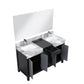 Zilara Transitional Black and Grey 55" Double Vanity Set, Monte Chrome Faucet Set | LZ342255SLISM53FMC