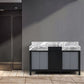 Zilara Transitional Black and Grey 60" Double Vanity, Castle Grey Marble Tops | LZ342260DLIS000