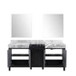 Zilara Transitional Black and Grey 72" Double Vanity, 28" Frameless Mirrors | LZ342272DLISM28