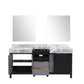 Zilara Transitional Black and Grey 72" Double Vanity, 28" Frameless Mirrors | LZ342272DLISM28