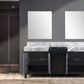 Zilara Transitional Black and Grey 72" Double Vanity, 28" Frameless Mirrors | LZ342272DLISM28