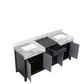 Zilara Transitional Black and Grey 72" Double Vanity, Castle Grey Marble Tops, and White Square Sinks | LZ342272DLIS000