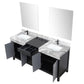Zilara Transitional Black and Grey 72" Double Vanity Set, Balzani Gun Metal Faucet Set | LZ342272DLISM28FBG