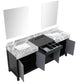 Zilara Transitional Black and Grey 80" Double Vanity, 30" Frameless Mirrors | LZ342280DLISM30