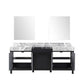 Zilara Transitional Black and Grey 80" Double Vanity, 30" Frameless Mirrors | LZ342280DLISM30