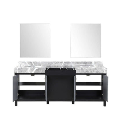 Zilara Transitional Black and Grey 80" Double Vanity, 30" Frameless Mirrors | LZ342280DLISM30