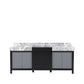 Zilara Transitional Black and Grey 80" Double Vanity, Castle Grey Marble Tops, and White Square Sinks | LZ342280DLIS000