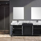 Zilara Transitional Black and Grey 80" Double Vanity Set,  Cascata Nera Matte Black Faucet Set | LZ342280DLISM30FCM