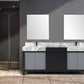 Zilara Transitional Black and Grey 80" Double Vanity Set,  Cascata Nera Matte Black Faucet Set | LZ342280DLISM30FCM