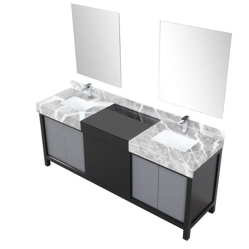 Zilara Transitional Black and Grey 80" Double Vanity Set, Monte Chrome Faucet Set | LZ342280DLISM30FMC