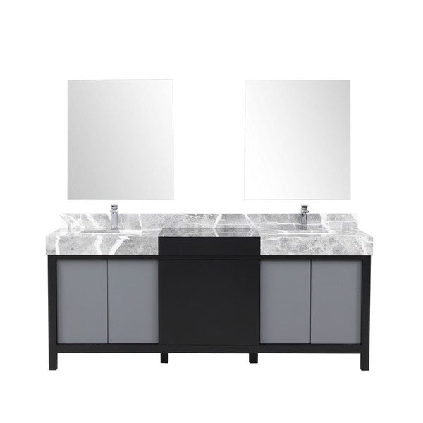 Zilara Transitional Black and Grey 80 Double Vanity Set, Monte Chrome Faucet Set | LZ342280DLISM30FMC
